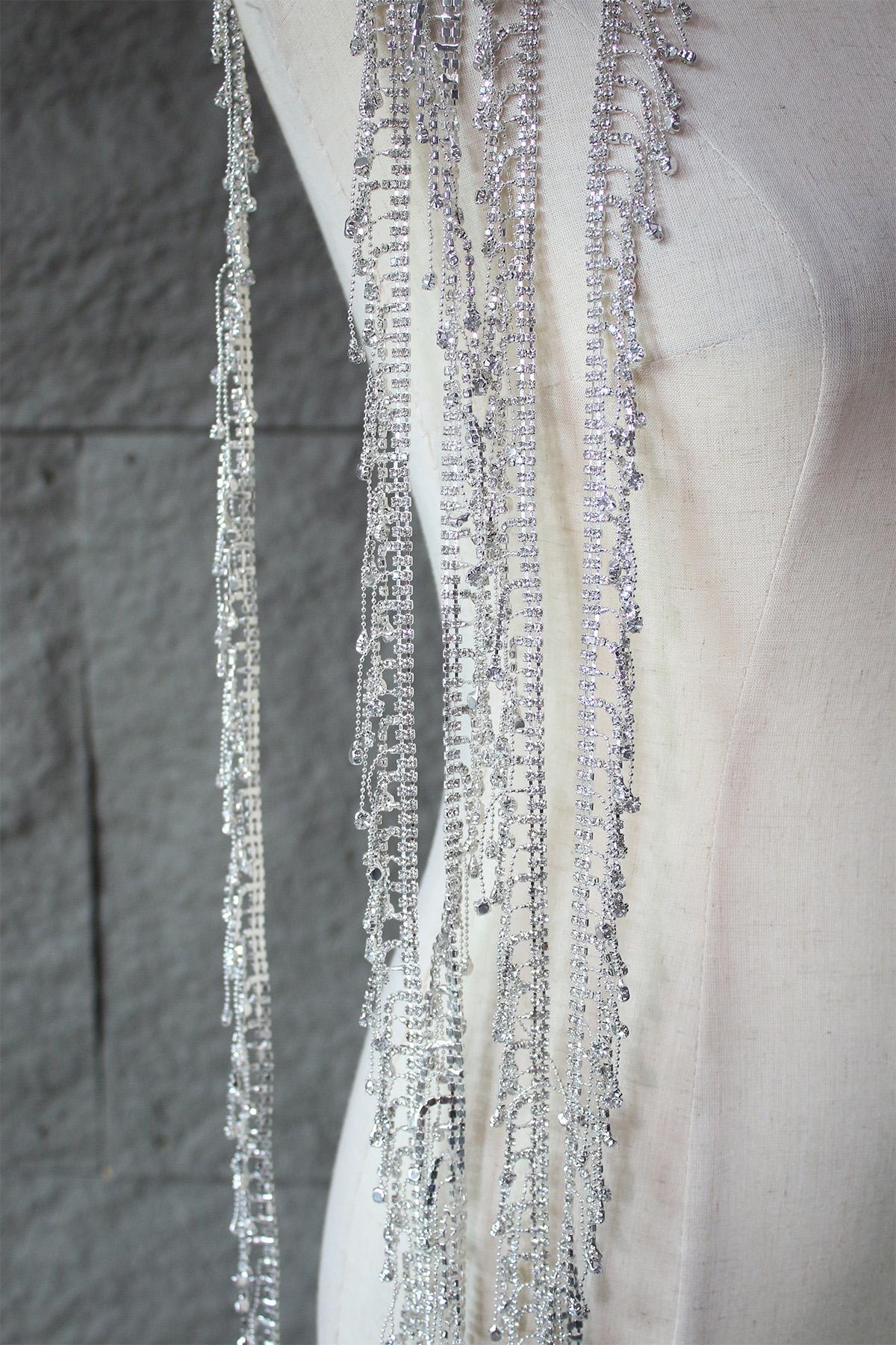 Chaîne à pompons en strass : garniture à paillettes de cristal, accessoire de robe de mariée à faire soi-même