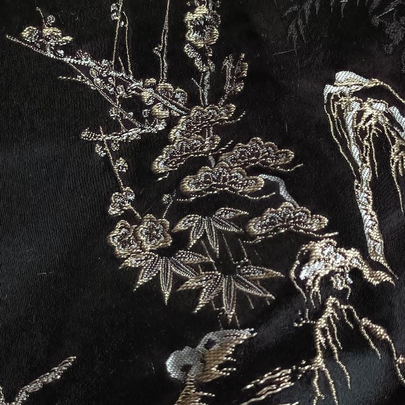 Black Butterfly Brocade Fabric: 55"W Cheongsam Qipao Sewing Material