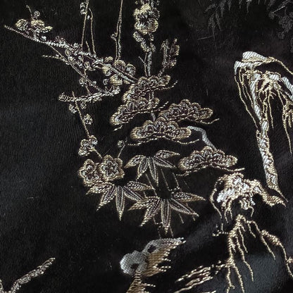Black Butterfly Brocade Fabric: 55"W Cheongsam Qipao Sewing Material