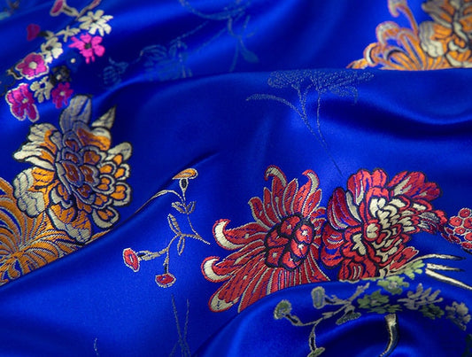 Tissu brocart de soie chrysanthème : revêtement de coussin Cheongsam (29,5 po L)