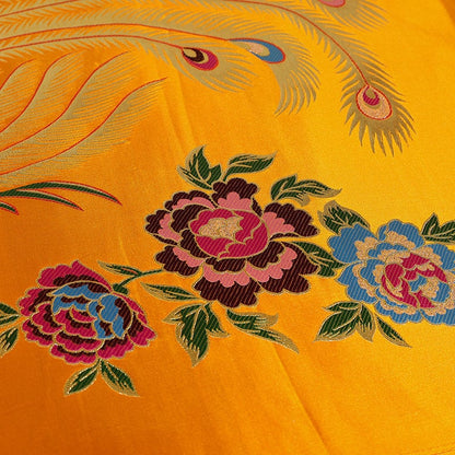 Red Phoenix Brocade Fabric: Chinese Jacquard Satin (29.5"W)
