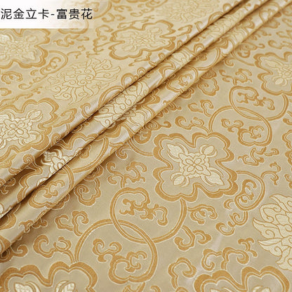 Tissu brocart Dragon Or Pâle - 150 cm de large - Rayonne pour couture et ameublement - Vendu au mètre