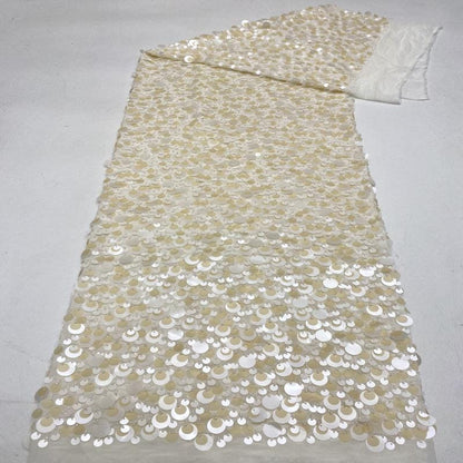 Beaded Sequin Chiffon Fabric: Elegant Party Dress Material (49" Wide)