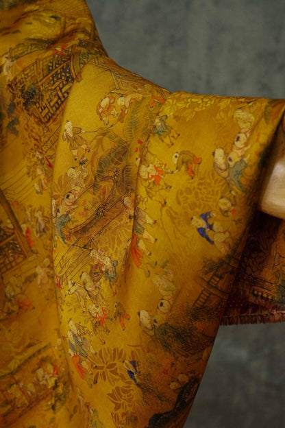 Children Playing Print Satin Fabric - 55"W Sewing & Upholstery