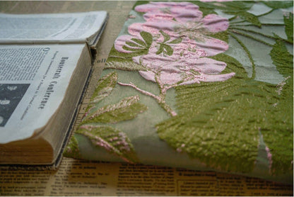 Gold Thread Floral Jacquard Fabric: Pea Green 3D Designer Fabric, 57" Wide