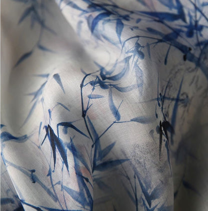 Blue Bamboo Ramie Fabric: Sustainable Home Textile, 55" Wide
