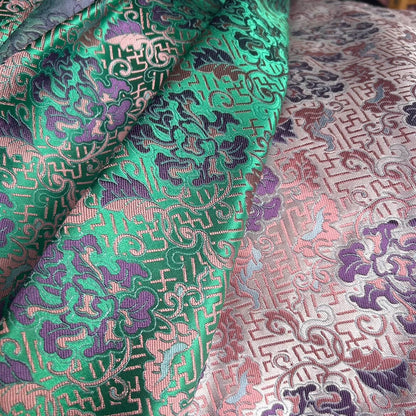 Floral Brocade Fabric: 59"W Chinese Wishful Sunflower Silk Rayon
