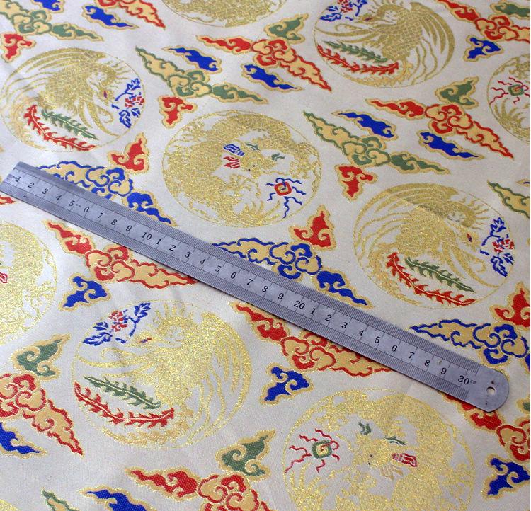 Red Chinese Brocade Fabric: Dragon & Cloud Jacquard (56" Wide)