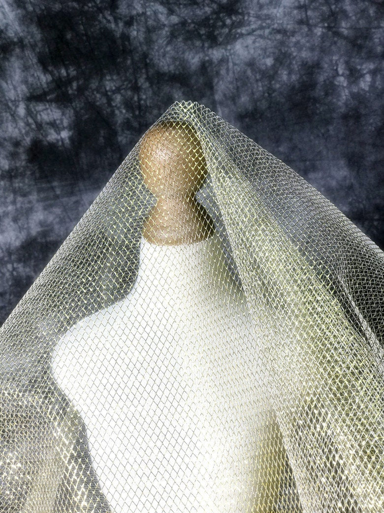 Gold & Silver Stiff Mesh Fabric, Creative Modeling, Designer Dress, 59"W, By the Meter