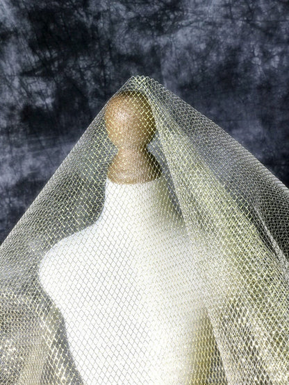Gold & Silver Stiff Mesh Fabric, Creative Modeling, Designer Dress, 59"W, By the Meter