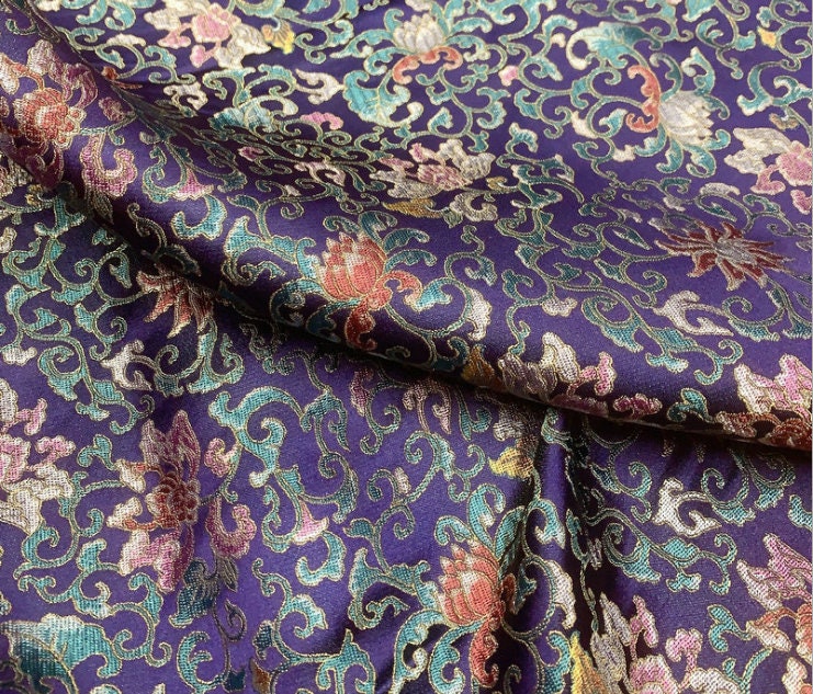 Chinese Brocade Fabric: Handmade Silk Rayon Blend, 55" Wide