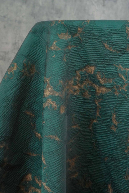 Vintage Moss Green Jacquard Brocade Fabric: Textured Sewing Material (60" Wide, By The Meter)