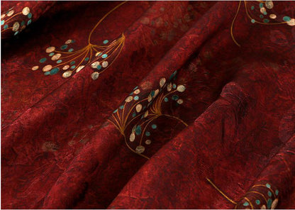 Gold Branch Printed Silk Fabric ��� Chinese Xiangyun Gauze, Dressmaking Ma