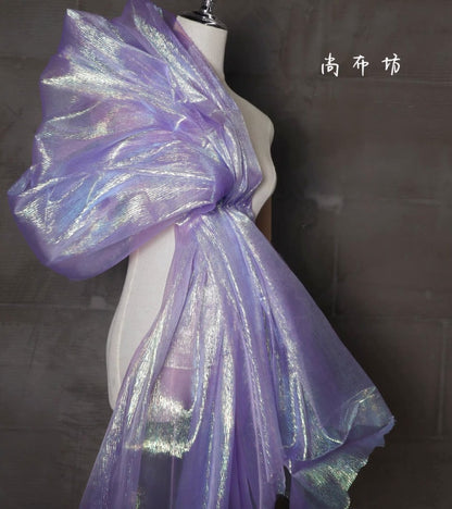 Bright Purple Pleated Mesh Fabric, Cosplay, Wedding, DIY