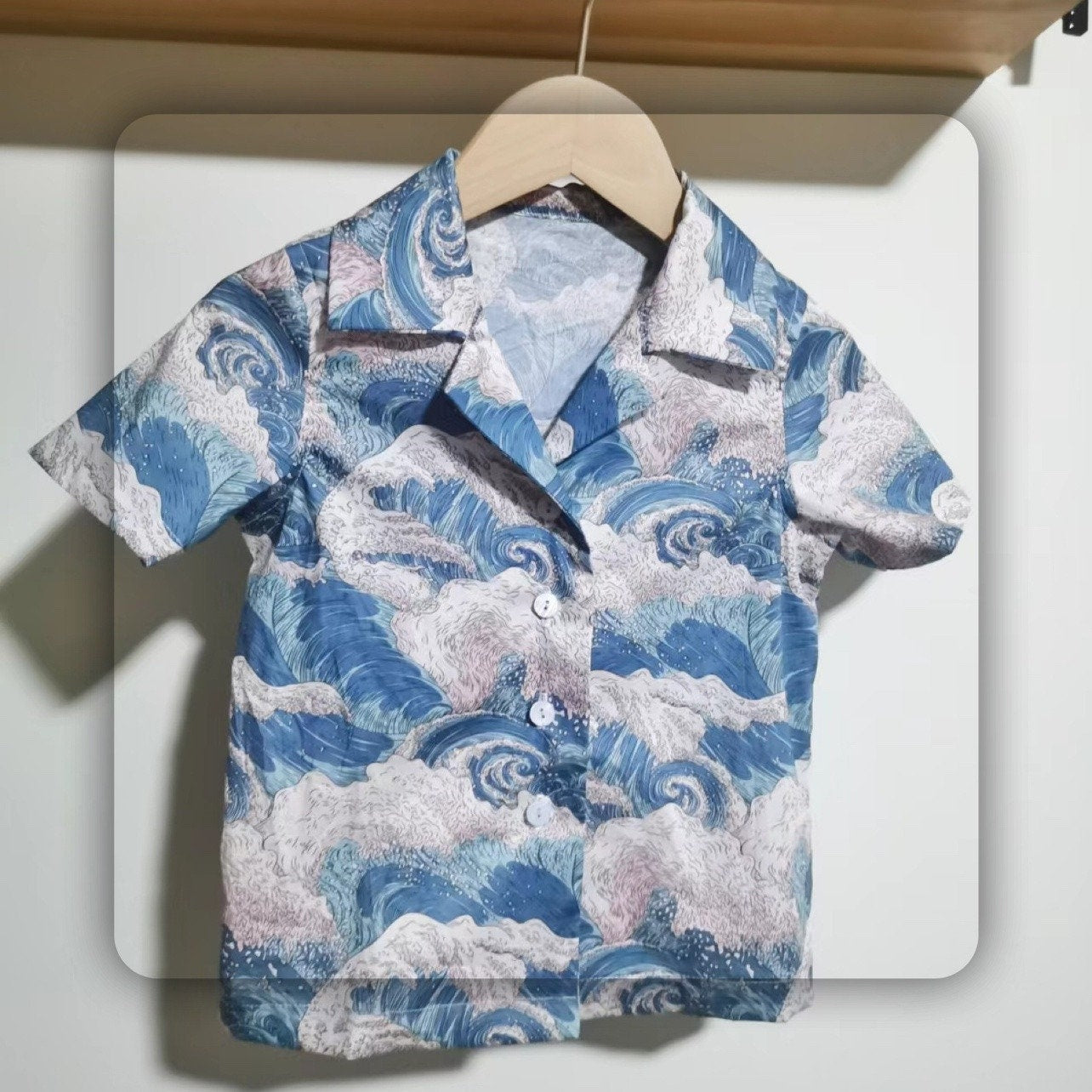 Japanese Wave Print Fabric: 100% Cotton Sewing Material