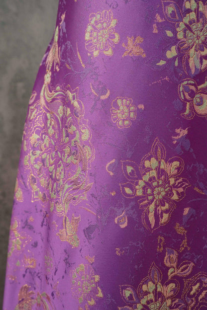 Purple Fish Jacquard Satin Brocade Fabric: Cheongsam Sewing, Home Decor