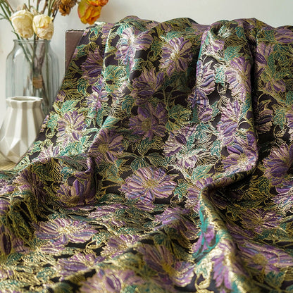 Gold Thread Floral Jacquard Fabric: 56" Wide Upholstery & Costume