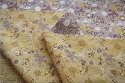 Bird Flower Jacquard Fabric: Bright Color Upholstery, Costume, Decor (60")