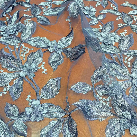 Floral Organza Jacquard Fabric: Gold Thread Dressmaking Material, 57" Wide