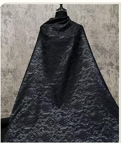 Black 3D Textured Abstract Embossed Brocade Fabric, 58"Wide