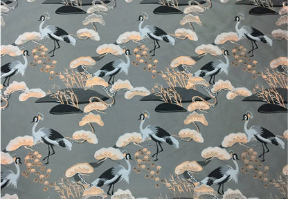 Grey Peacock Jacquard Fabric: 57"W Designer Upholstery & Costume Fabric