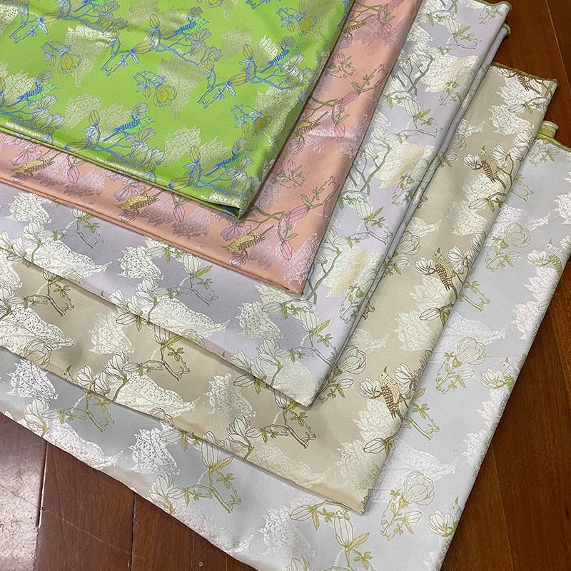 Bird & Flower Jacquard Damask Fabric: 3D Texture Upholstery, Costume, Decor - 56"W