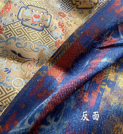 Song Brocade Fabric: Chinese Wishful Window Grilles, Silk Rayon Blend