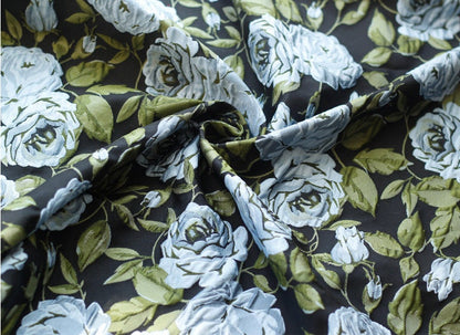Dahlia Floral Jacquard Fabric: 3D Wrinkle Texture, 56" Wide