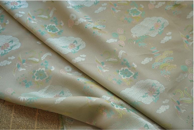 Japanese Brocade Fabric: Silky Upholstery, Costume, Decor - 55"W