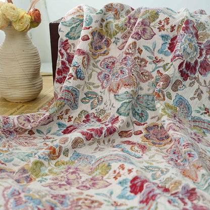 Floral Jacquard Fabric: Oil Painting Style, Upholstery Sewing Material - 59"W