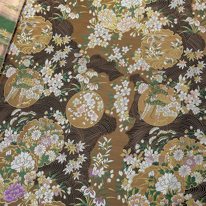 Nishijin Weave Fabric: Japanese Floral Silk Rayon Blend (59"W)