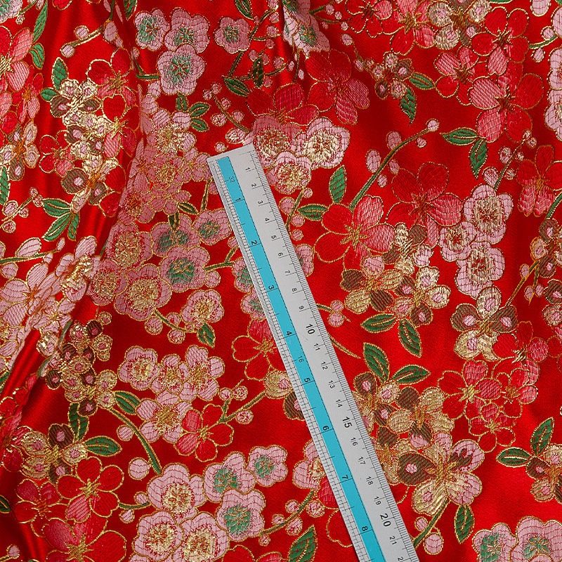 Cherry Blossom Jacquard Brocade Fabric: 59" Wide Kimono Sewing Fabric