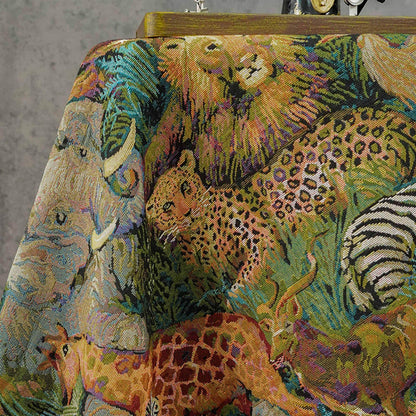 Jacquard Fabric: Wild Animals Zoo Pattern - Autumn Winter Upholstery