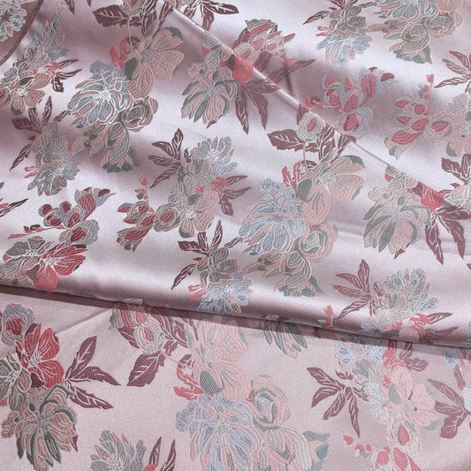 Hibiscus Damask Brocade Fabric: 59"W Rayon Asian Fabric