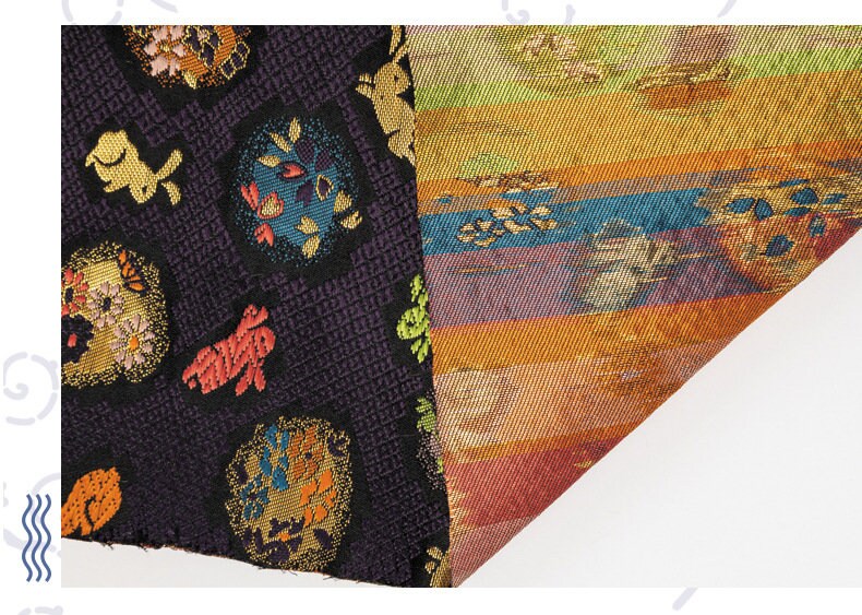 Nishijin Japanese Brocade Fabric: Easter Bunny Jacquard Silk Blend (59" Wide)