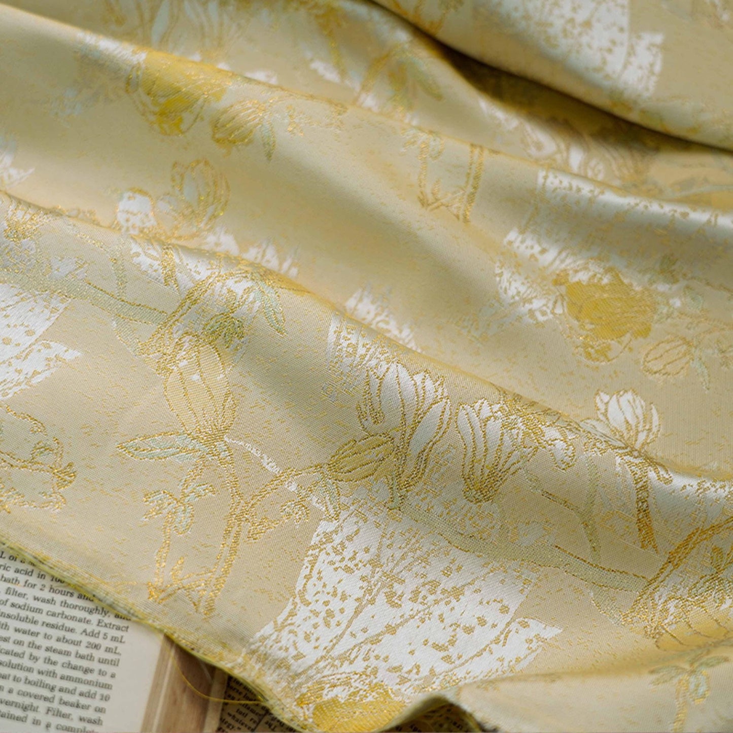 Gold Thread Floral Brocade Fabric: 59"W Jacquard Damask, Costume Decor