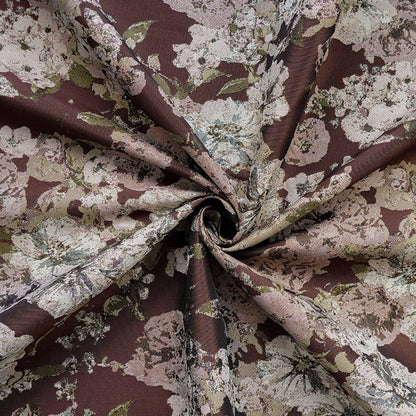 Vintage Floral Jacquard Fabric: 55"W Pastoral Style - By The Meter