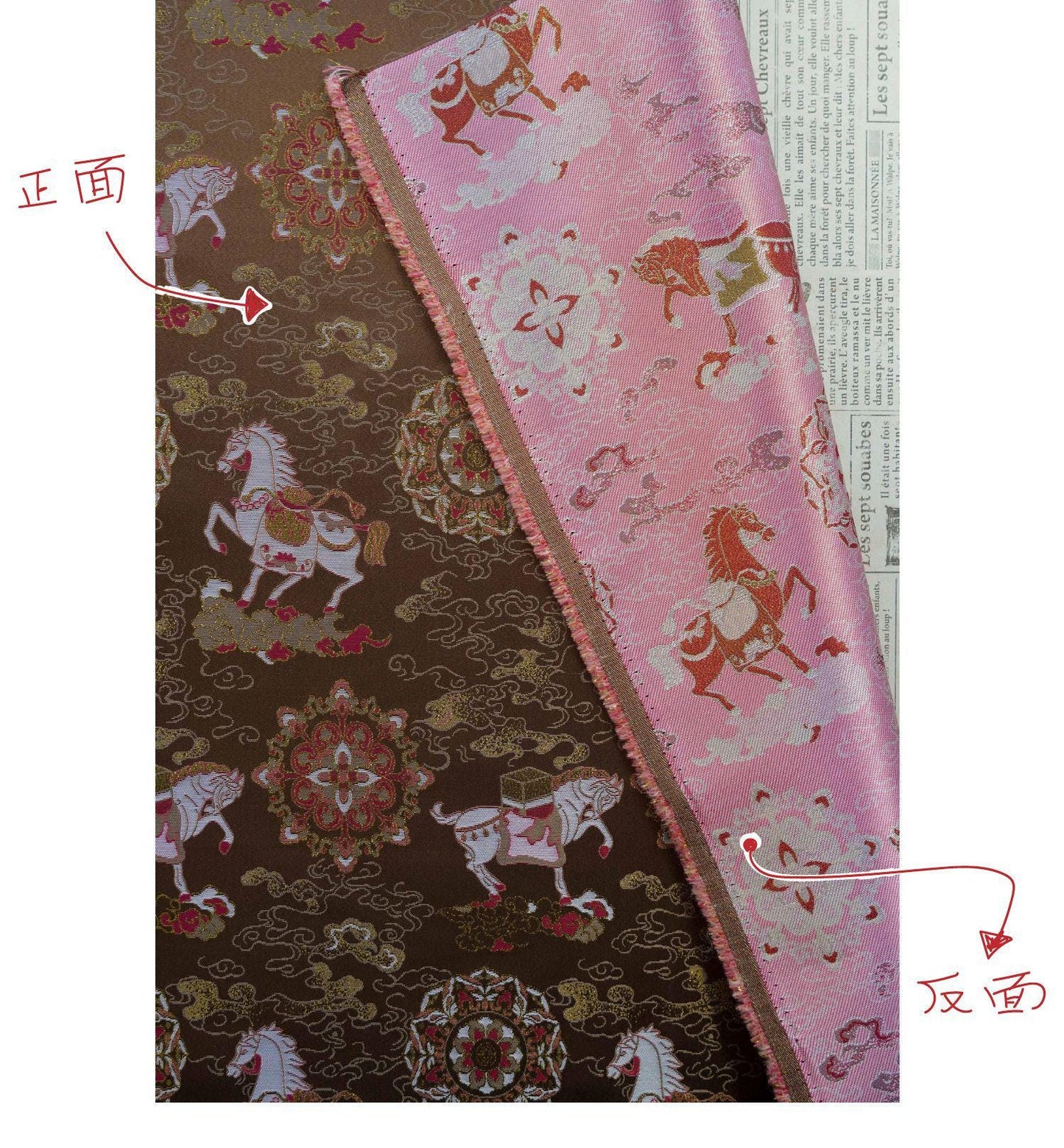 Gold-Thread Song Brocade Jacquard Fabric ��� ���Fortune Arrives with the Horse�"Wide