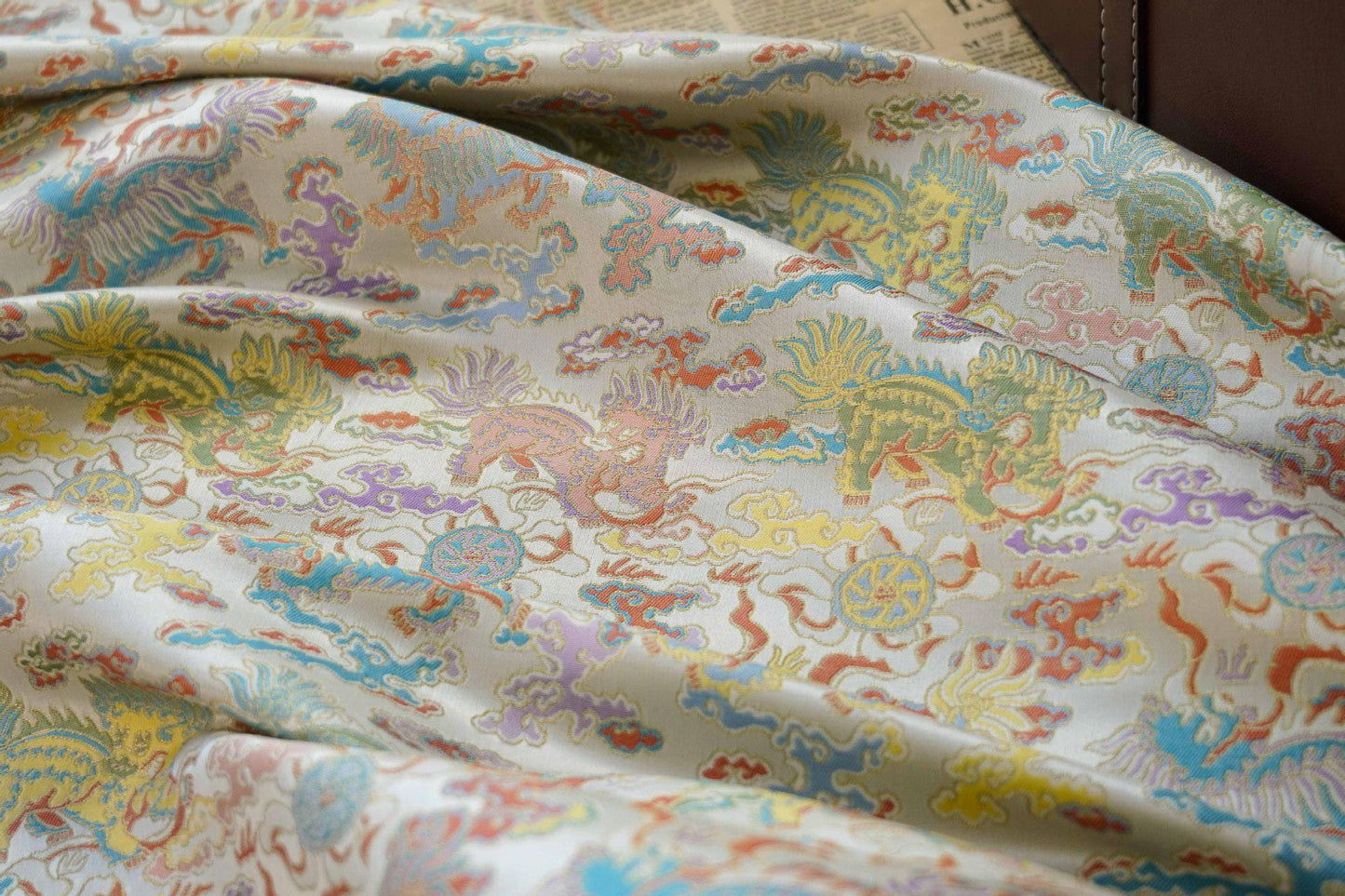 Kirin & Cloud Jacquard Brocade Fabric: Costume, Upholstery, Decor - 66��ï¿