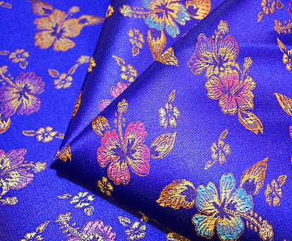 Royal Blue Floral Brocade Fabric: Chinese Sewing & Upholstery Fabric