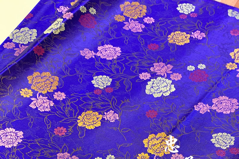 Tissu brocart de soie : motif pivoine, tissu à coudre en rayonne de 89 cm de large