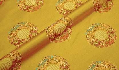 Gold Brocade Fabric: Chinese Jacquard Satin, Home Decor Sewing Fabrics