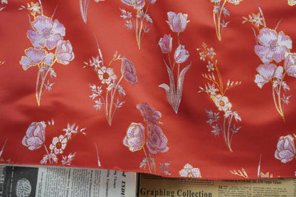Floral Jacquard Brocade Fabric: 59"W Rayon Blend Sewing Material