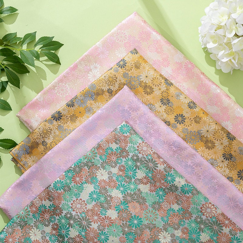 Tissu Nishijin Ori Rayon : Jacquard Tortue, 150 cm de large