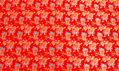 Tissu brocart jacquard à motif d'hortensias : rayonne à fleurs rouges, 150 cm de large