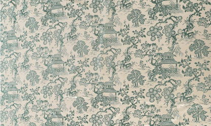 Willow Pavilion Brocade Fabric: 59" Silk Blend, Spring Scenery