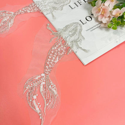 Mermaid Sequined Embroidered Trim: Light Ivory Bridal Veil, DIY Accessories