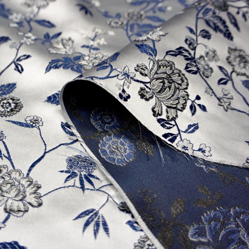 Floral Brocade Fabric: Fairy Jade, Silver & Champagne Silk Rayon Blend