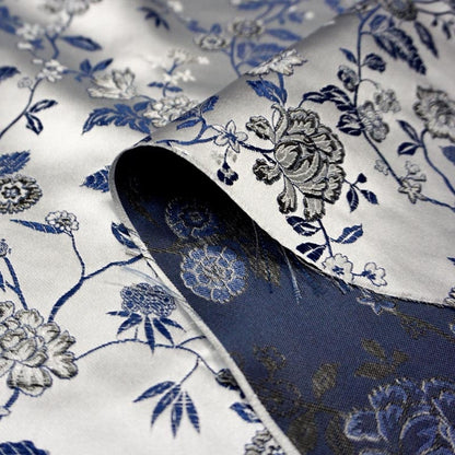 Floral Brocade Fabric: Fairy Jade, Silver & Champagne Silk Rayon Blend
