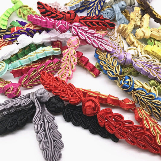 Handmade Satin Leaf Sewing Frog Closures: Cheongsam Knot Buttons